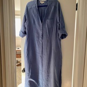 Everyday Ritual blue cotton gauze caftan or swim cover up size xxl